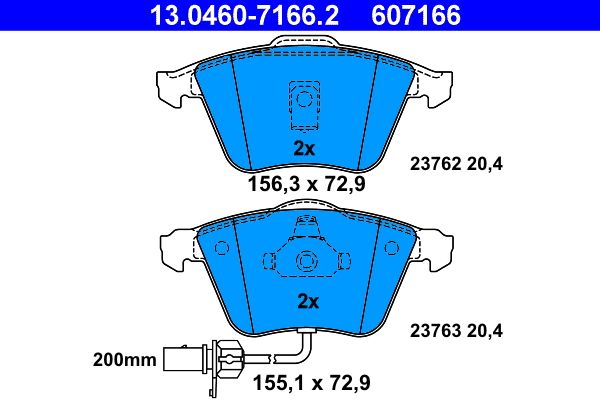 Brake Pad Set, disc brake ATE 13.0460-7166.2