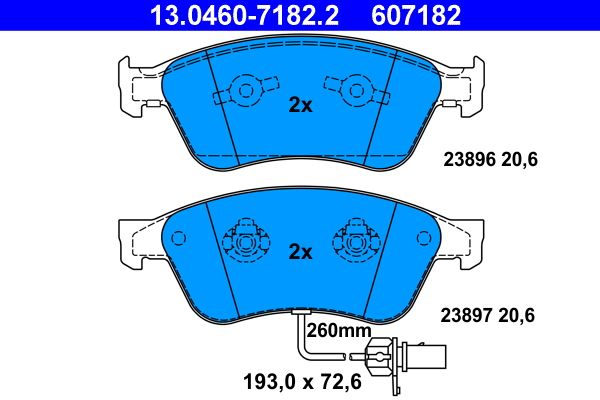 Brake Pad Set, disc brake ATE 13.0460-7182.2