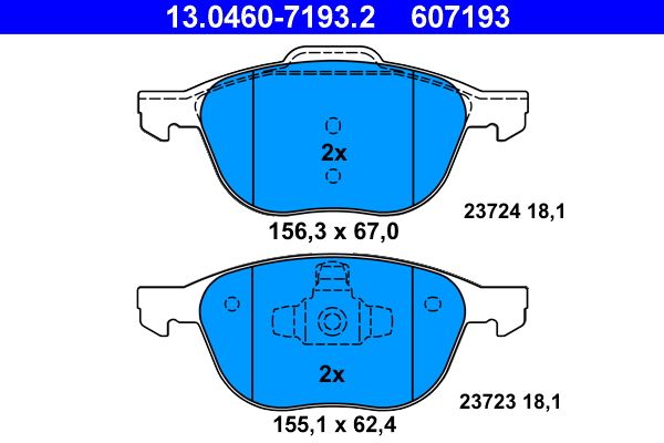 Brake Pad Set, disc brake ATE 13.0460-7193.2