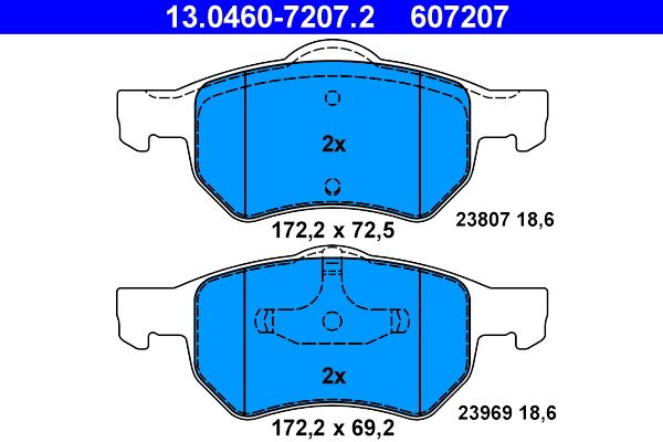 Brake Pad Set, disc brake ATE 13.0460-7207.2