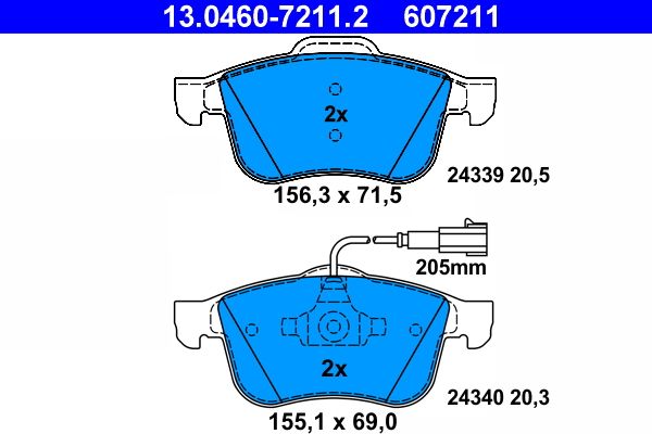 Brake Pad Set, disc brake ATE 13.0460-7211.2