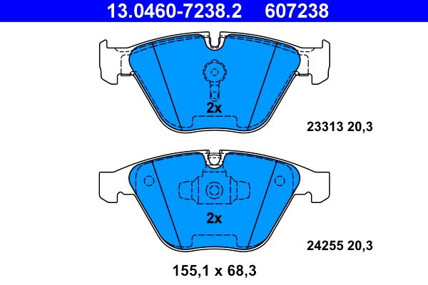 Brake Pad Set, disc brake ATE 13.0460-7238.2