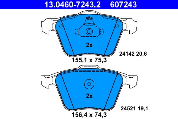 Brake Pad Set, disc brake ATE 13.0460-7243.2