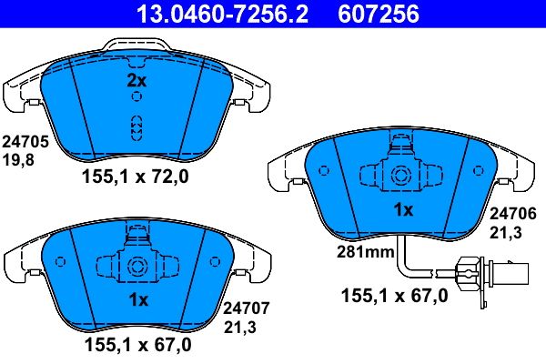 Brake Pad Set, disc brake ATE 13.0460-7256.2