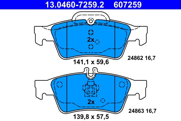 Brake Pad Set, disc brake ATE 13.0460-7259.2