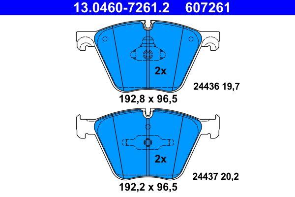 Brake Pad Set, disc brake ATE 13.0460-7261.2