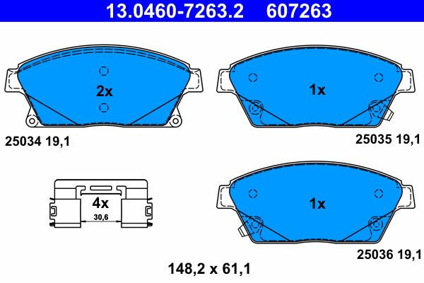 Brake Pad Set, disc brake ATE 13.0460-7263.2