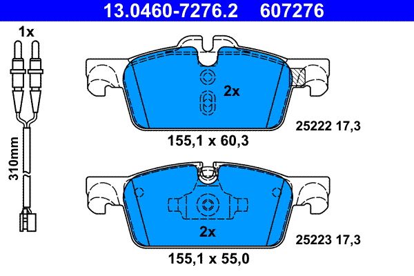 Brake Pad Set, disc brake ATE 13.0460-7276.2