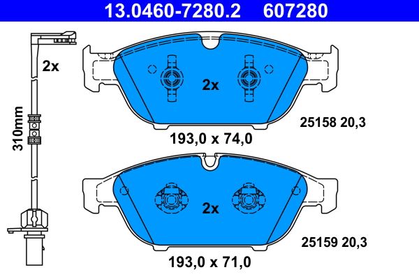 Brake Pad Set, disc brake ATE 13.0460-7280.2