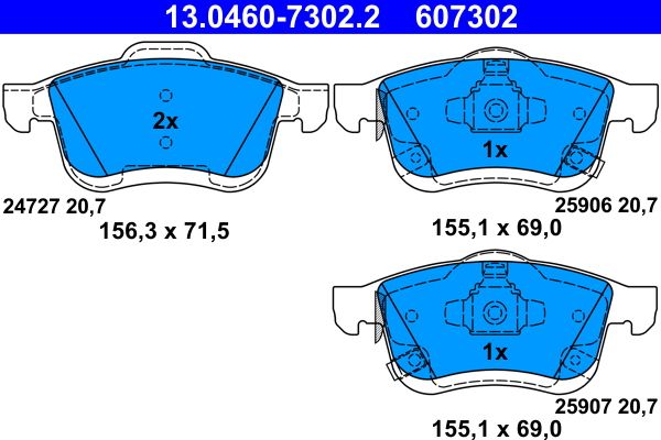 Brake Pad Set, disc brake ATE 13.0460-7302.2