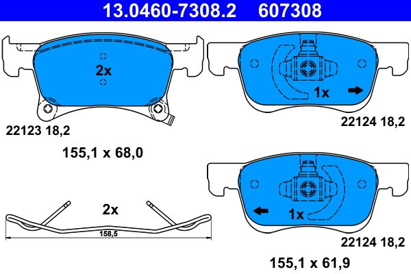 Brake Pad Set, disc brake ATE 13.0460-7308.2