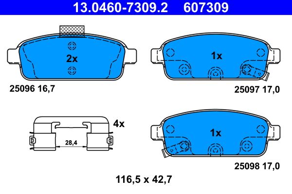 Brake Pad Set, disc brake ATE 13.0460-7309.2