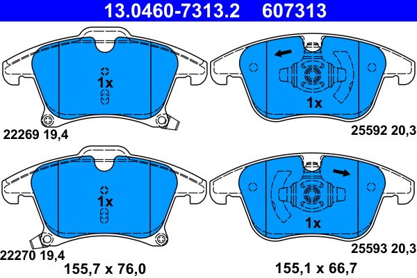 Brake Pad Set, disc brake ATE 13.0460-7313.2