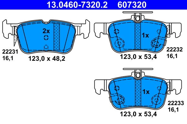 Комплект гальмівних накладок, дискове гальмо ATE 13.0460-7320.2