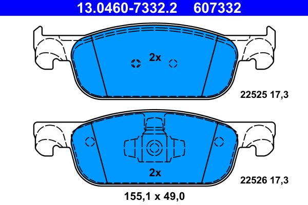 Brake Pad Set, disc brake ATE 13.0460-7332.2