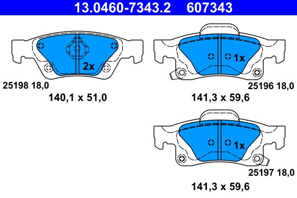 Brake Pad Set, disc brake ATE 13.0460-7343.2