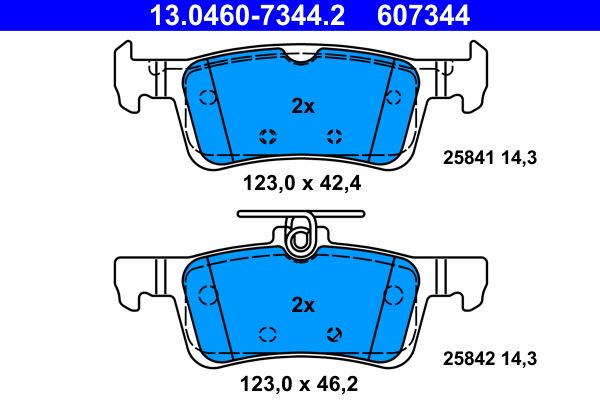 Brake Pad Set, disc brake ATE 13.0460-7344.2
