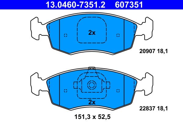 Brake Pad Set, disc brake ATE 13.0460-7351.2