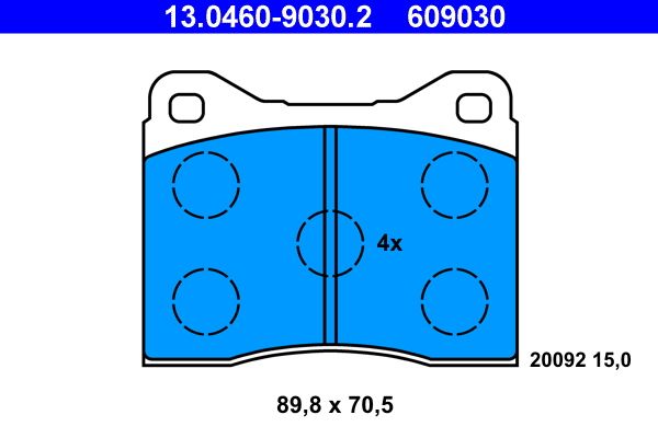 Brake Pad Set, disc brake ATE 13.0460-9030.2