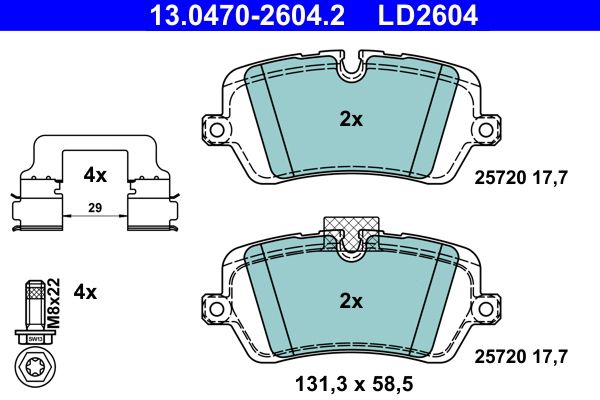 Brake Pad Set, disc brake ATE 13.0470-2604.2