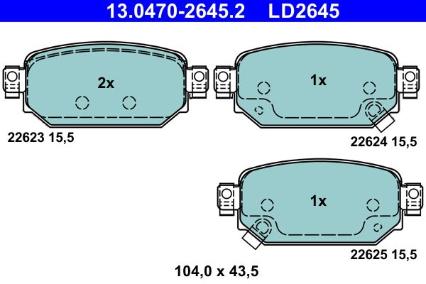 Brake Pad Set, disc brake ATE 13.0470-2645.2