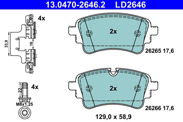 Brake Pad Set, disc brake ATE 13.0470-2646.2