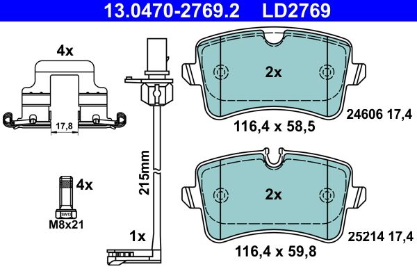 Brake Pad Set, disc brake ATE 13.0470-2769.2