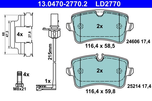 Brake Pad Set, disc brake ATE 13.0470-2770.2