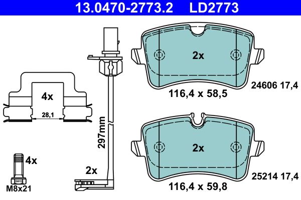 Brake Pad Set, disc brake ATE 13.0470-2773.2