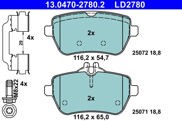 Brake Pad Set, disc brake ATE 13.0470-2780.2