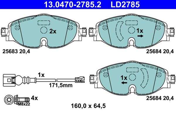 Brake Pad Set, disc brake ATE 13.0470-2785.2