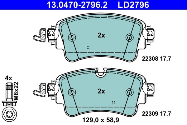 Brake Pad Set, disc brake ATE 13.0470-2796.2