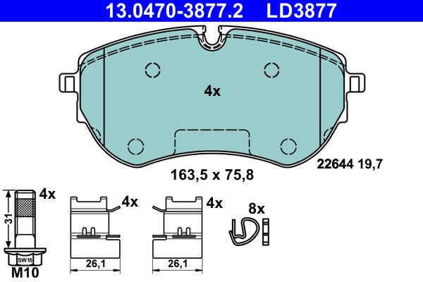 Brake Pad Set, disc brake ATE 13.0470-3877.2