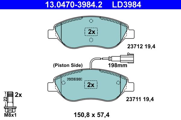 Brake Pad Set, disc brake ATE 13.0470-3984.2