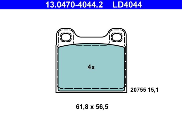 Brake Pad Set, disc brake ATE 13.0470-4044.2