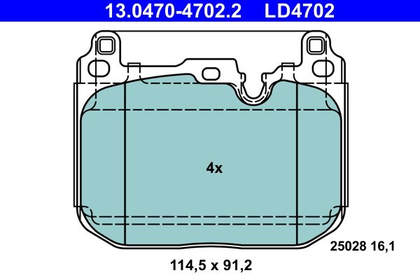 Brake Pad Set, disc brake ATE 13.0470-4702.2