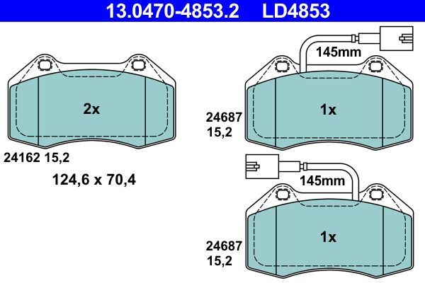 Brake Pad Set, disc brake ATE 13.0470-4853.2