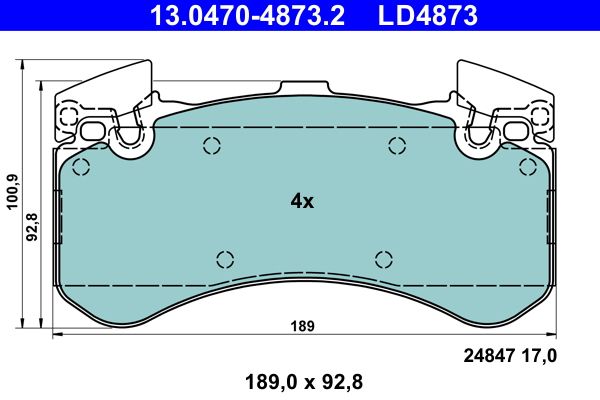 Brake Pad Set, disc brake ATE 13.0470-4873.2