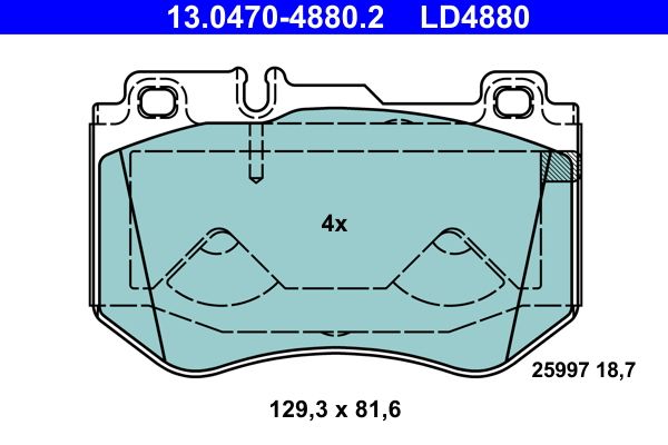 Brake Pad Set, disc brake ATE 13.0470-4880.2