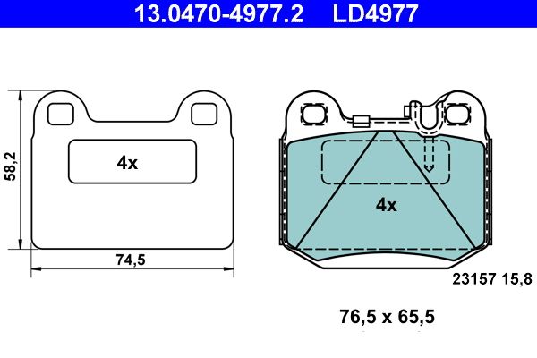 Brake Pad Set, disc brake ATE 13.0470-4977.2