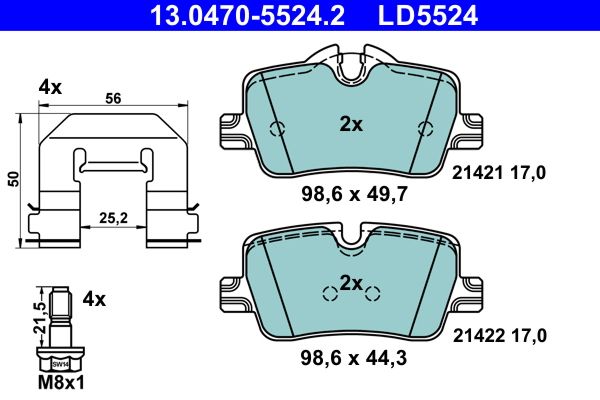 Brake Pad Set, disc brake ATE 13.0470-5524.2