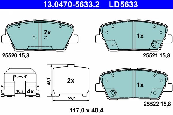 Brake Pad Set, disc brake ATE 13.0470-5633.2