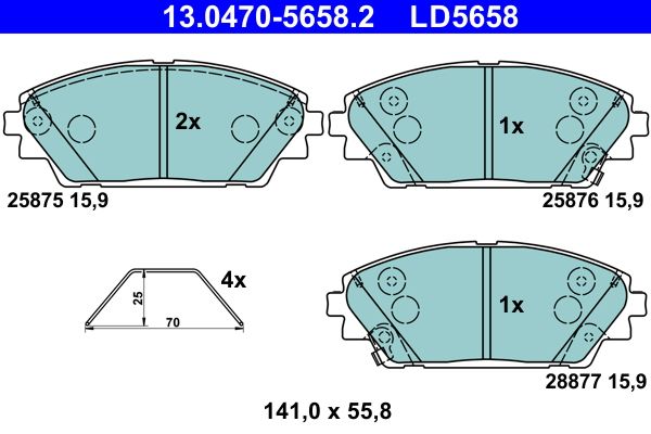 Brake Pad Set, disc brake ATE 13.0470-5658.2