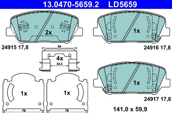 Brake Pad Set, disc brake ATE 13.0470-5659.2