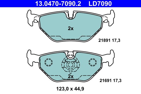 Brake Pad Set, disc brake ATE 13.0470-7090.2