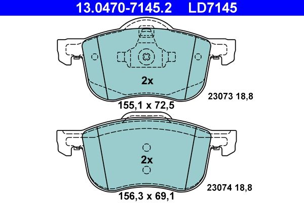 Brake Pad Set, disc brake ATE 13.0470-7145.2