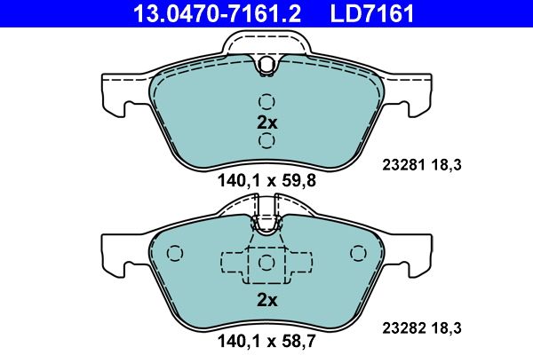 Brake Pad Set, disc brake ATE 13.0470-7161.2