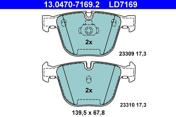 Brake Pad Set, disc brake ATE 13.0470-7169.2