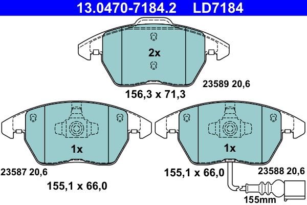 Brake Pad Set, disc brake ATE 13.0470-7184.2