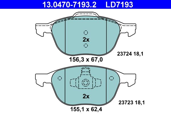 Brake Pad Set, disc brake ATE 13.0470-7193.2